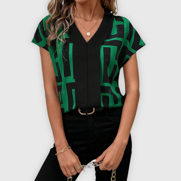 Elegante Damenbluse mit V-Ausschnitt, ideal für die Arbeit und das Büro
