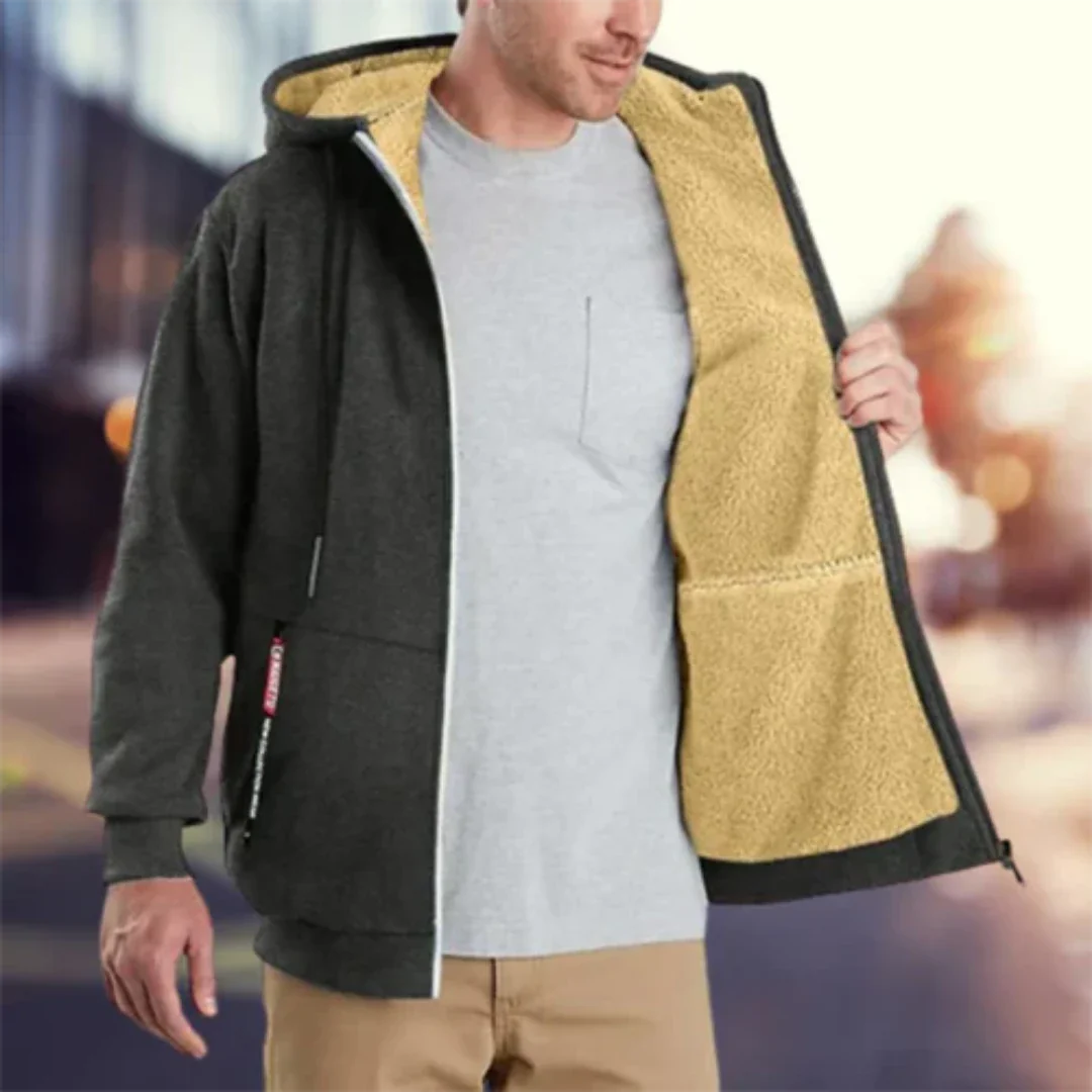 Exklusive Herren-Kapuzenjacke - warme und kuschelige Winterjacke mit Reißverschluss für maximalen Komfort