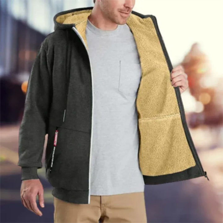 Exklusive Herren-Kapuzenjacke - warme und kuschelige Winterjacke mit Reißverschluss für maximalen Komfort