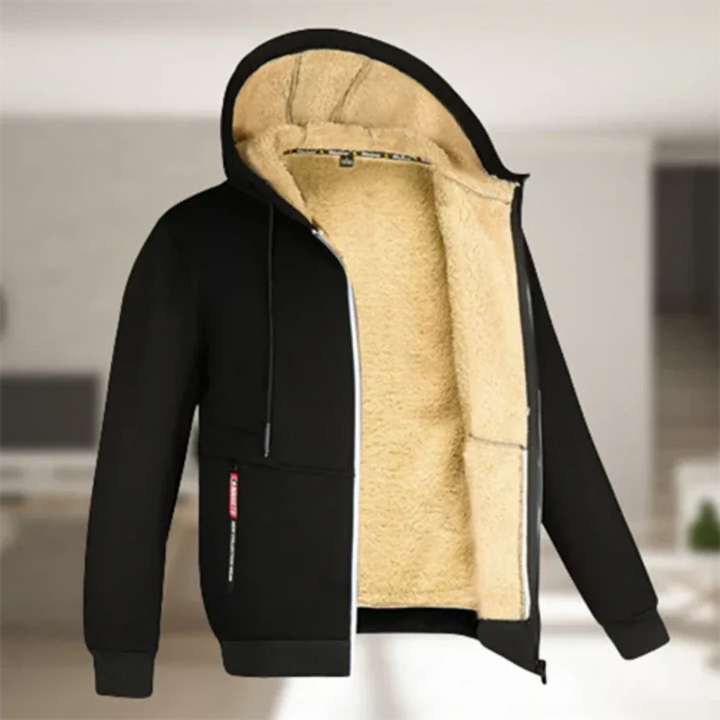 Exklusive Herren-Kapuzenjacke - warme und kuschelige Winterjacke mit Reißverschluss für maximalen Komfort