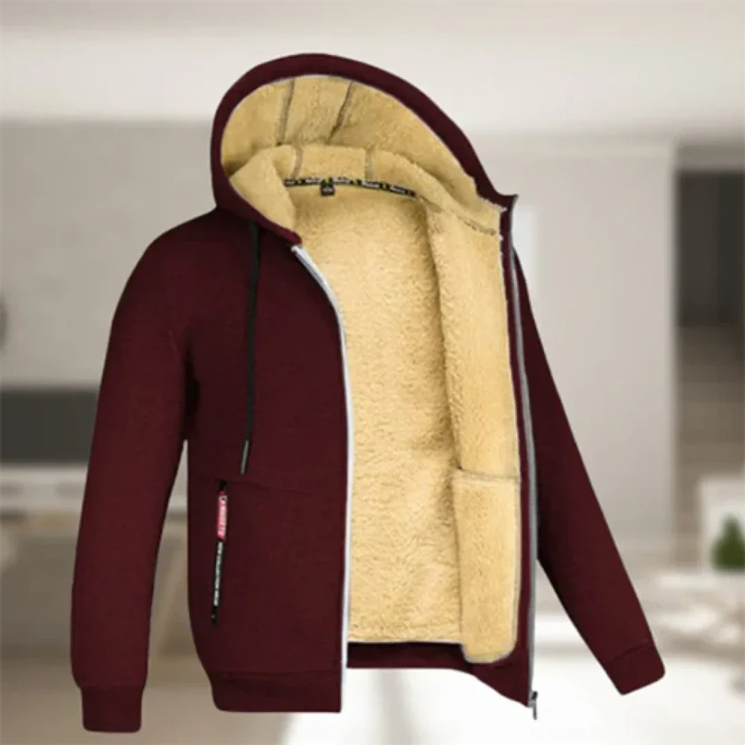 Exklusive Herren-Kapuzenjacke - warme und kuschelige Winterjacke mit Reißverschluss für maximalen Komfort