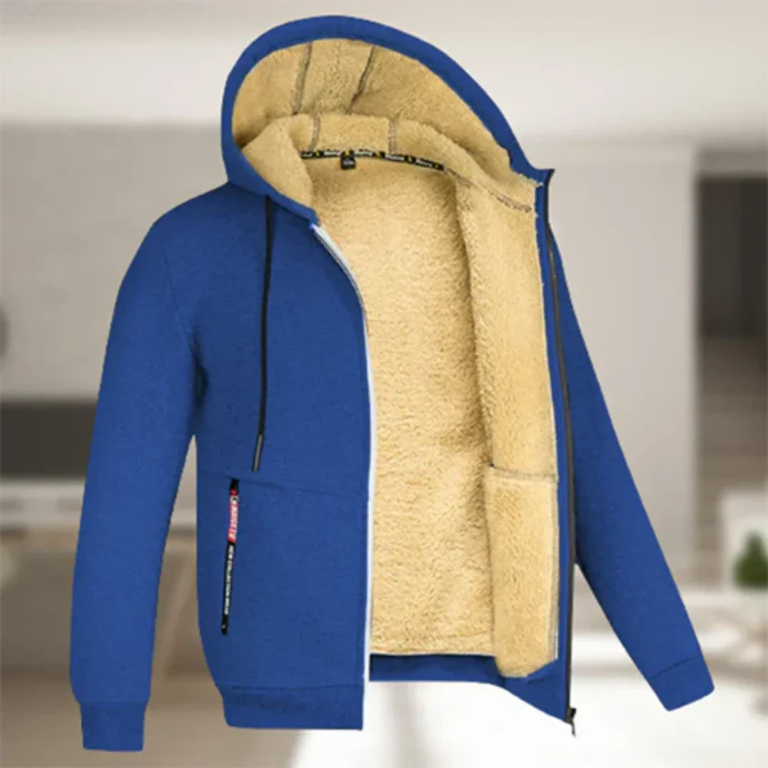 Exklusive Herren-Kapuzenjacke - warme und kuschelige Winterjacke mit Reißverschluss für maximalen Komfort