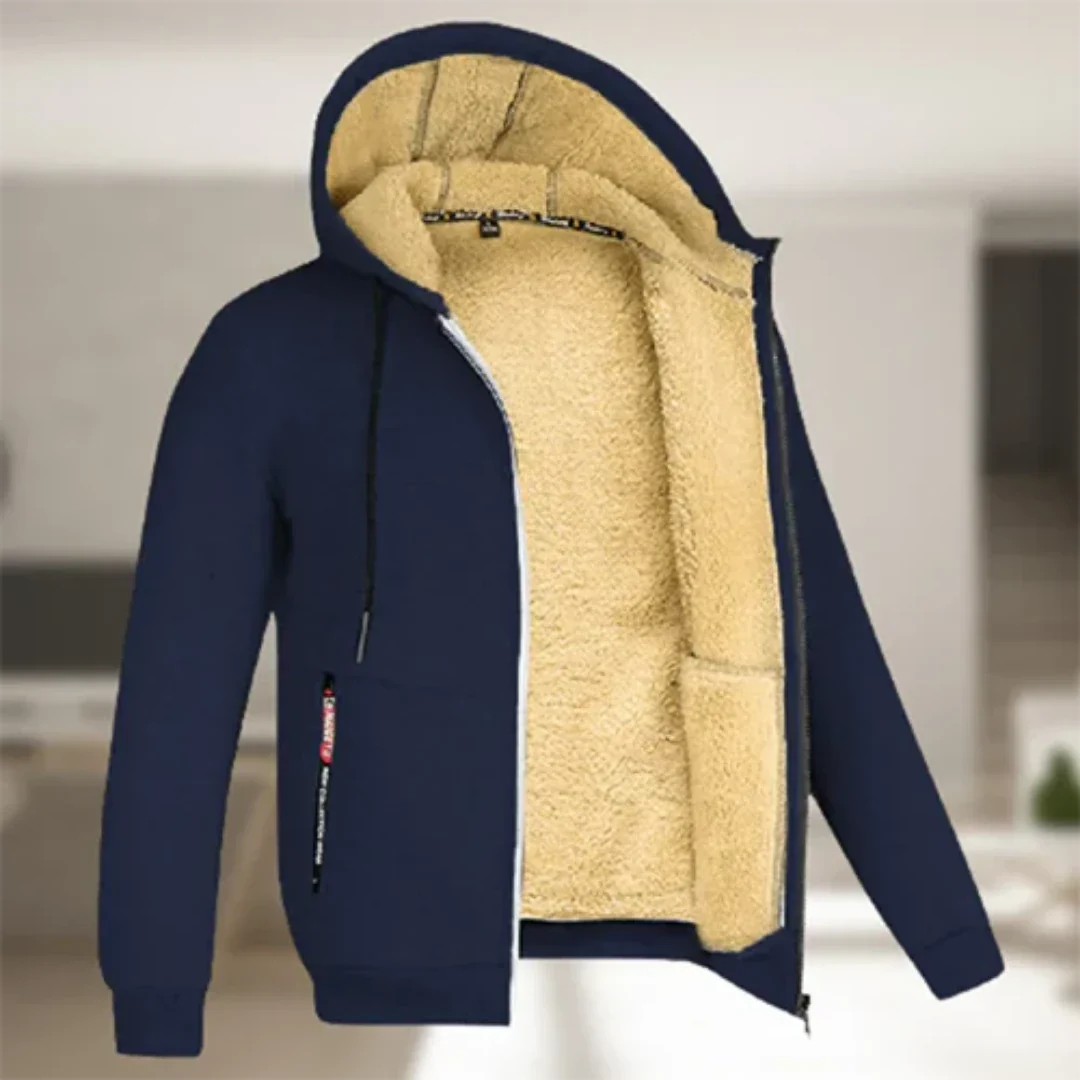 Exklusive Herren-Kapuzenjacke - warme und kuschelige Winterjacke mit Reißverschluss für maximalen Komfort