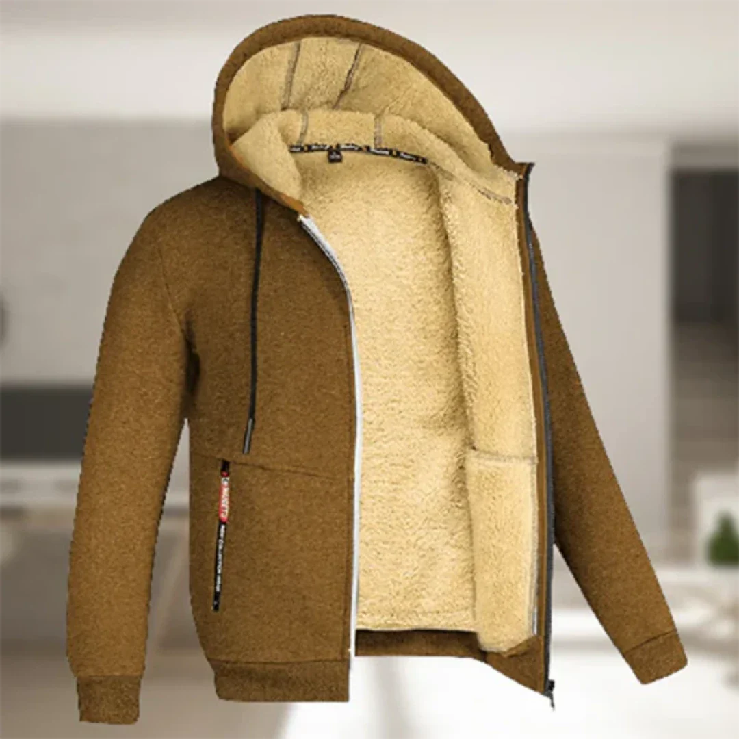 Exklusive Herren-Kapuzenjacke - warme und kuschelige Winterjacke mit Reißverschluss für maximalen Komfort