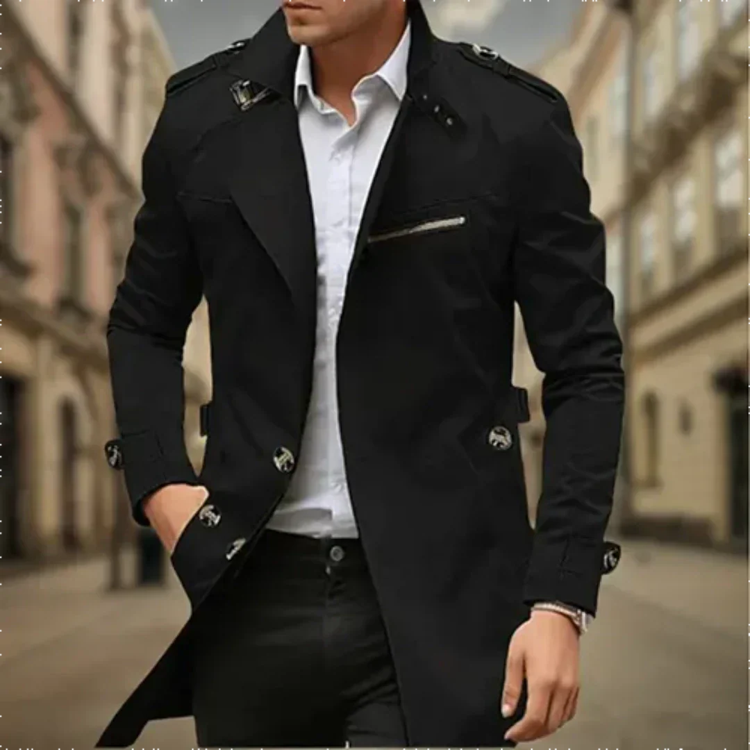 Eleganter wasserdichter Herren-Trench mit klassischem Zweireiher-Design