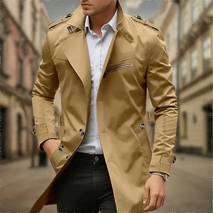 Eleganter wasserdichter Herren-Trench mit klassischem Zweireiher-Design