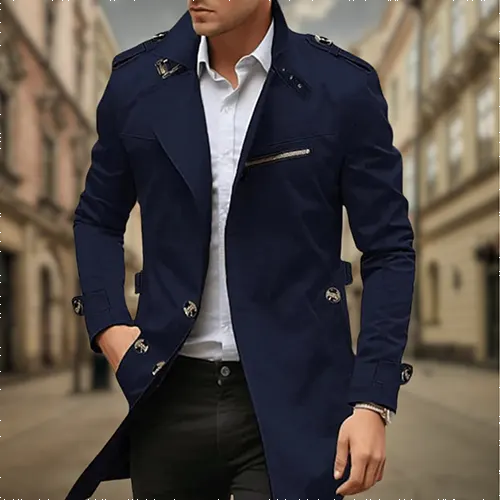 Eleganter wasserdichter Herren-Trench mit klassischem Zweireiher-Design