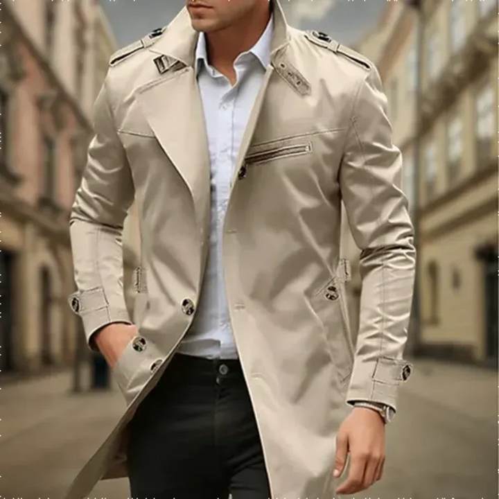Eleganter wasserdichter Herren-Trench mit klassischem Zweireiher-Design