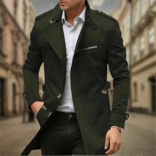 Eleganter wasserdichter Herren-Trench mit klassischem Zweireiher-Design