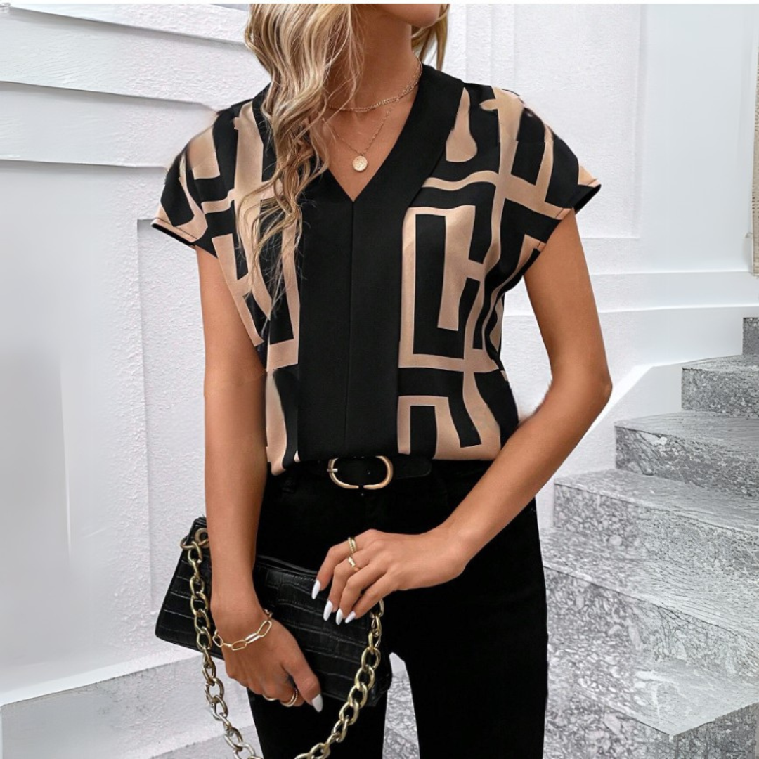 Elegante Damenbluse mit V-Ausschnitt, ideal für die Arbeit und das Büro