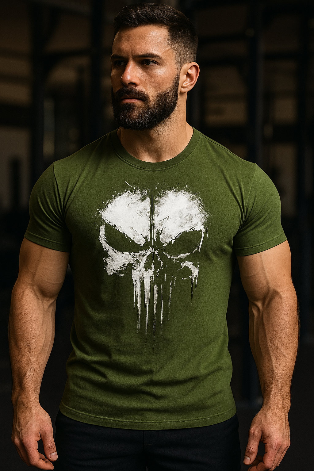 Elegantes Herren-T-Shirt mit auffälligem Totenkopf-Motiv
