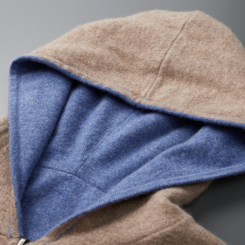 Exklusive Herren-Kapuzenjacke aus weicher Kaschmirwolle mit Reißverschluss - das Nonplusultra in Premium-Qualität