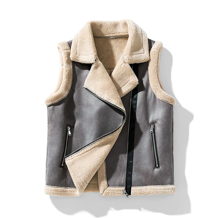Stylische ärmellose Damenjacke mit elegantem Pelzbesatz