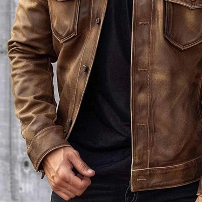 Caro™ - Skórzana kurtka w stylu vintage, eleganckie i ponadczasowe wzornictwo