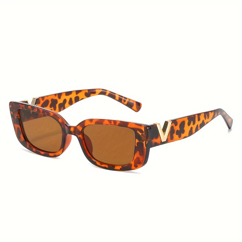 Macella | Stijlvolle Retro Rechthoekige Zonnebril met Tortoise Montuur voor een Chique Zomer Look