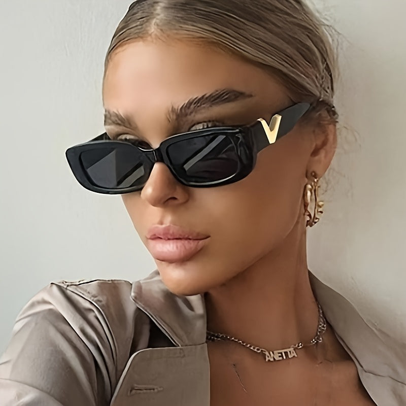 Macella | Stijlvolle Retro Rechthoekige Zonnebril met Tortoise Montuur voor een Chique Zomer Look
