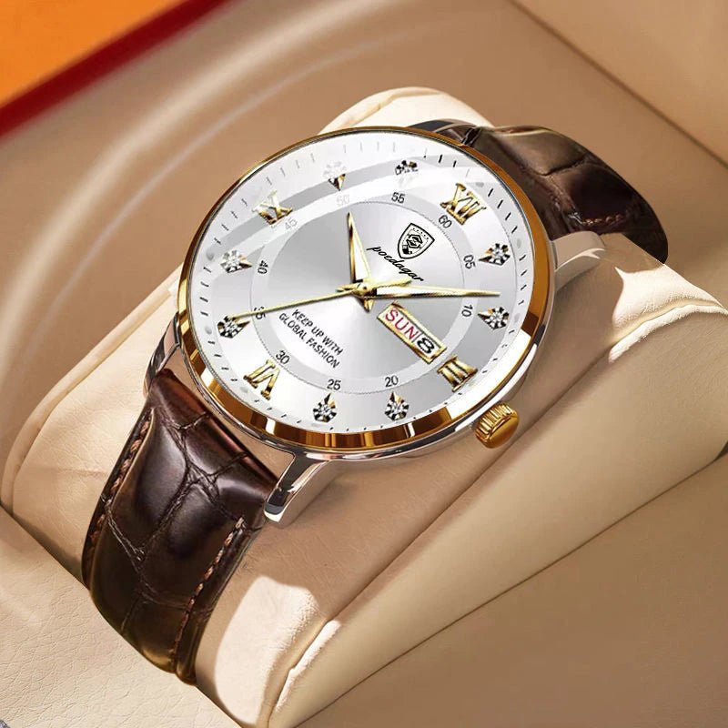 Stilvolle wasserdichte Herrenarmbanduhr mit leuchtendem Zifferblatt für eleganten Komfort