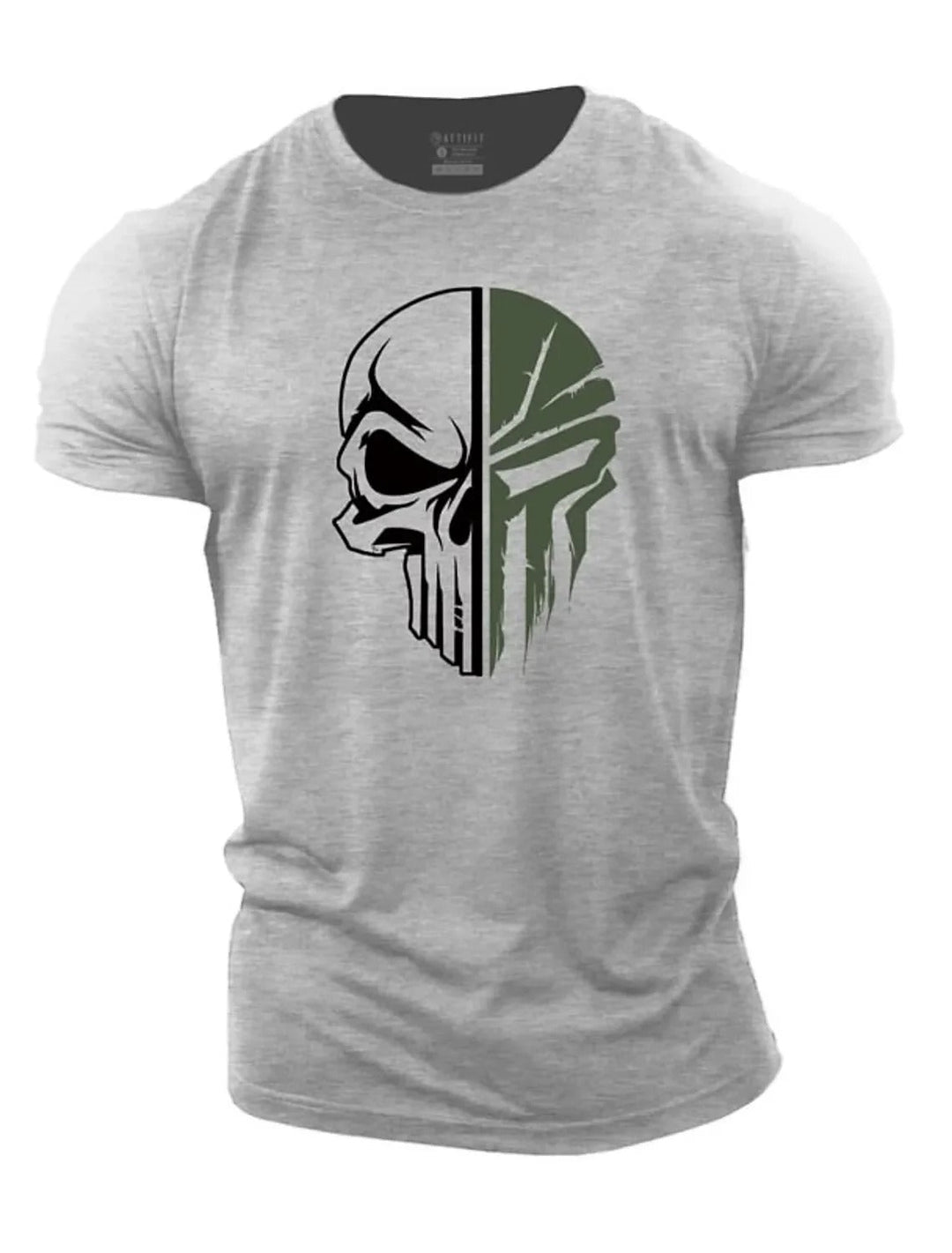 Herren-T-Shirt mit elegantem Totenkopf-Motiv im Military-Stil - eine einzigartige Ergänzung für Ihre Garderobe