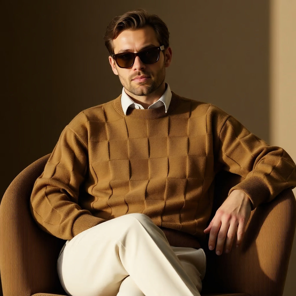 Stylowy męski sweter z dzianiny z wysokiej jakości bawełny - klasyczny i ponadczasowy design