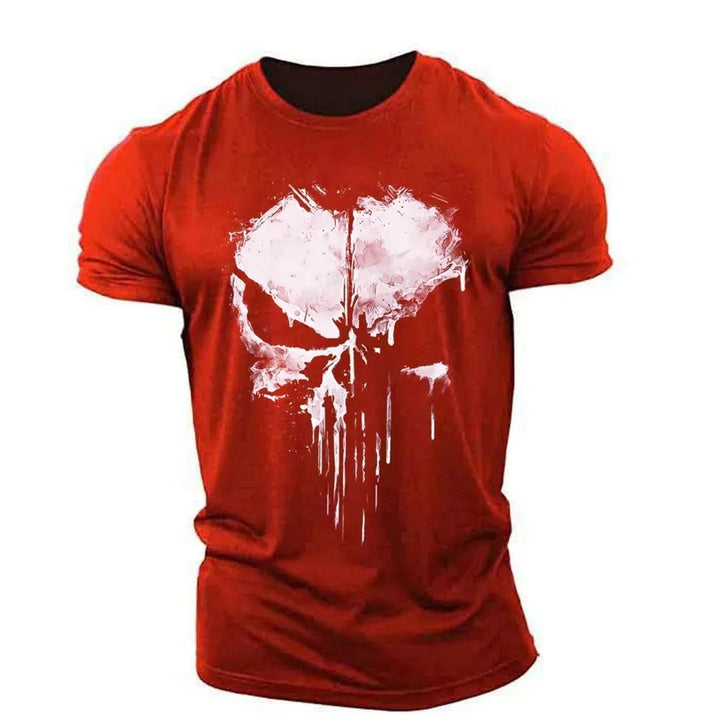Elegantes Herren-T-Shirt mit auffälligem Totenkopf-Motiv