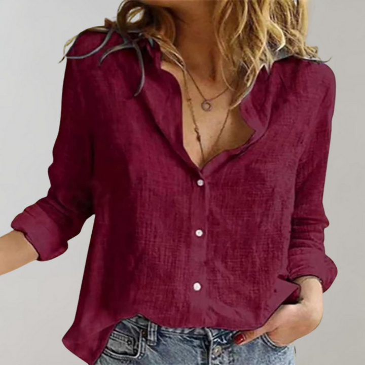 Modisches langärmeliges Damenhemd mit klassischem Button-down-Verschluss
