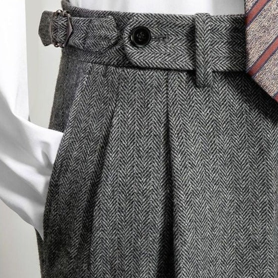 Elegante Herrenhose aus stilvoller Wolle mit praktischem Gürtel für außergewöhnlichen Stil