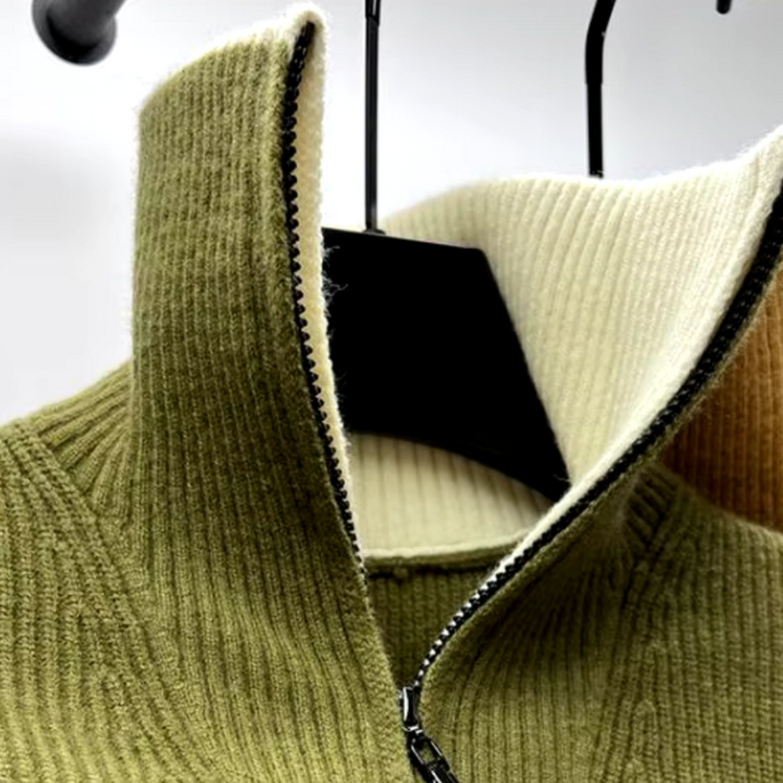 Stylowy damski sweter z golfem i zamkiem błyskawicznym – komfort i elegancja na co dzień