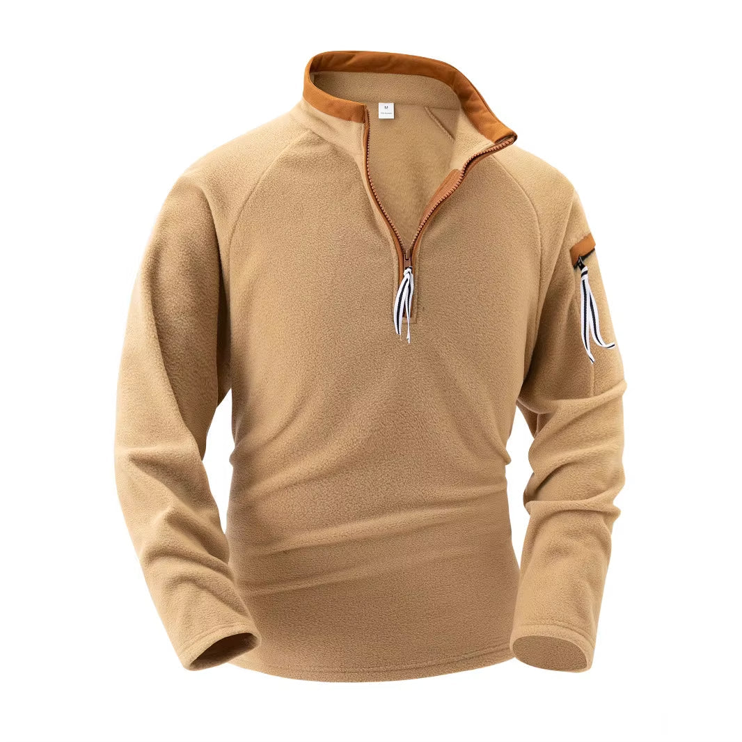 Modischer und warmer eleganter Herrenpullover mit Stehkragen und Reißverschluss