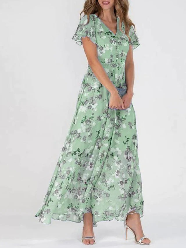 Stilvolles Kleid aus geblümtem Chiffon für Damen - eine elegante und modische Wahl