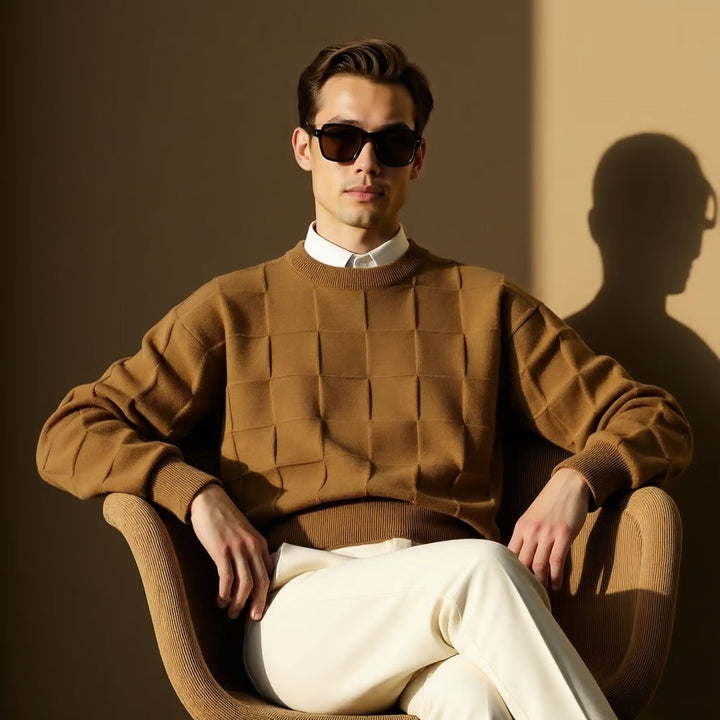 Stylowy męski sweter z dzianiny z wysokiej jakości bawełny - klasyczny i ponadczasowy design