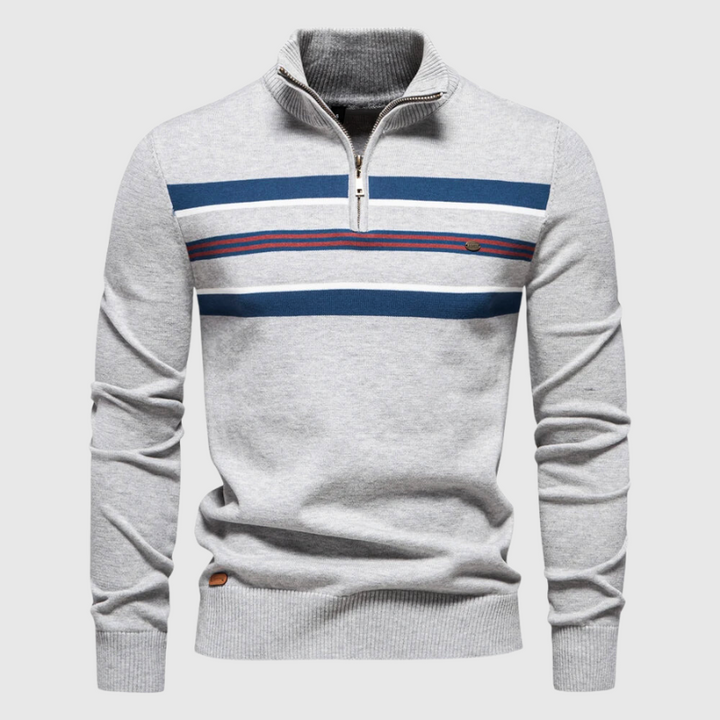 Nowoczesny stylowy męski sweter z dzianiny z zamkiem na suwak