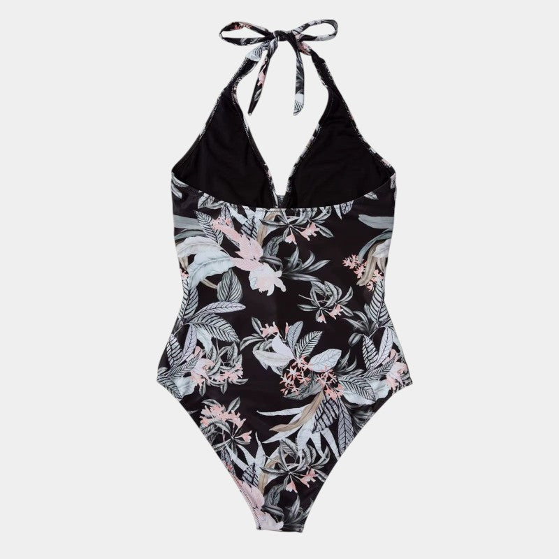 Lenie | Elegantes Halterbadpak mit leichtem tropischen Aufdruck für ein einzigartiges Zomerstijl