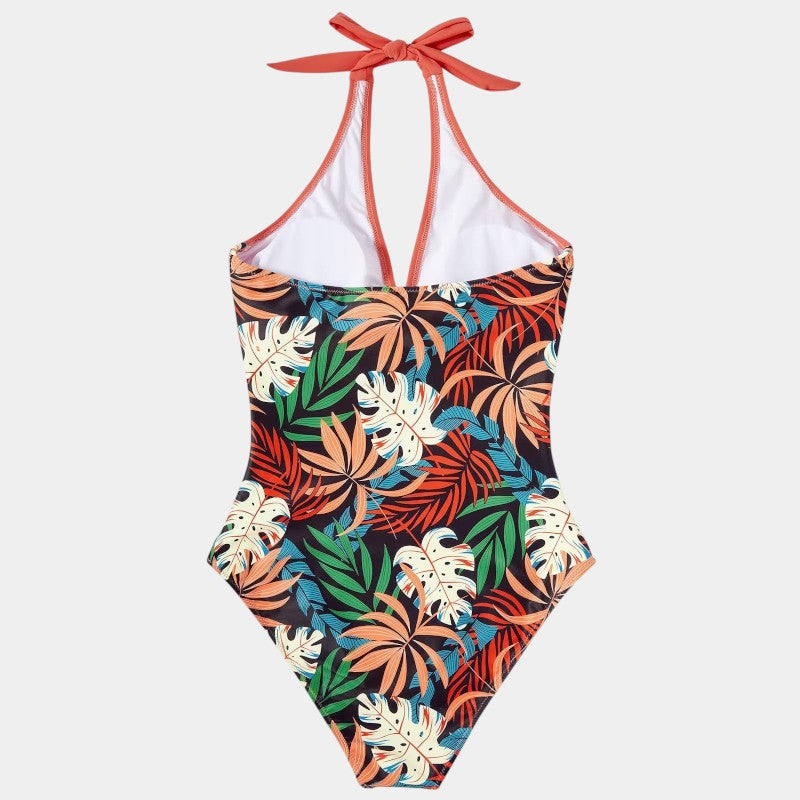 Lenie | Elegantes Halterbadpak mit leichtem tropischen Aufdruck für ein einzigartiges Zomerstijl