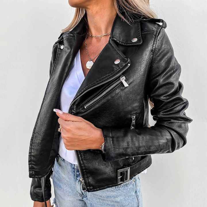 Modna damska kurtka biker z klapami – styl i elegancja dla kobiet
