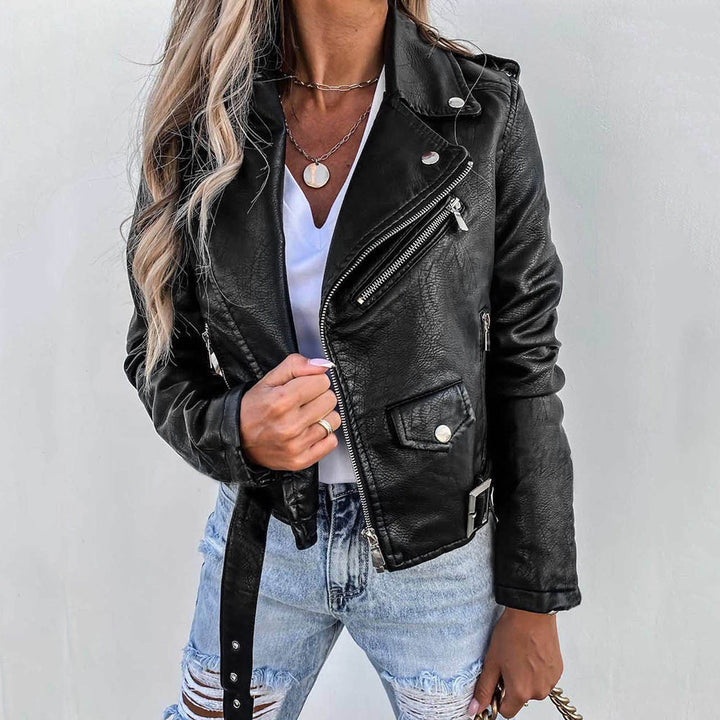 Modna damska kurtka biker z klapami – styl i elegancja dla kobiet