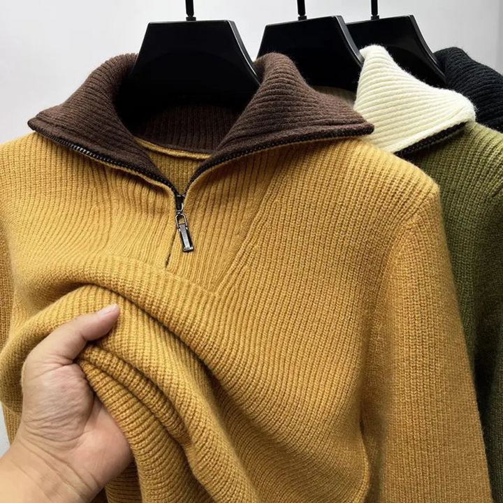 Stylowy damski sweter z golfem i zamkiem błyskawicznym – komfort i elegancja na co dzień