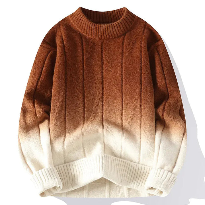 Stylowy elegancki męski sweter z dzianiny w modnym gradiencie kolorów