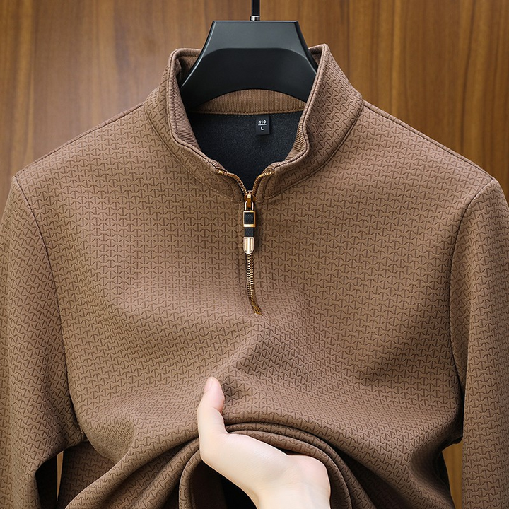 Modny męski sweter dzianinowy z zamkiem błyskawicznym dla eleganckiego looku