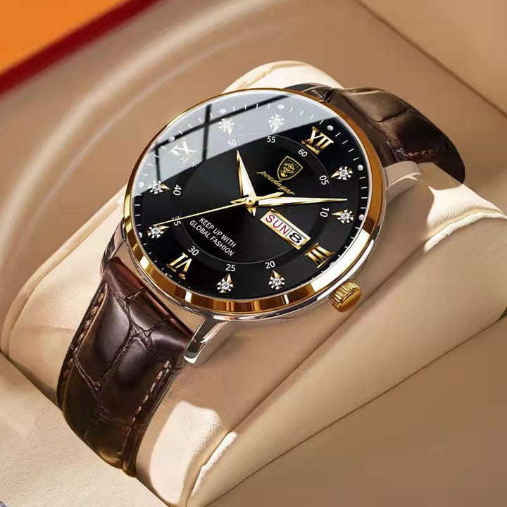 Stilvolle wasserdichte Herrenarmbanduhr mit leuchtendem Zifferblatt für eleganten Komfort