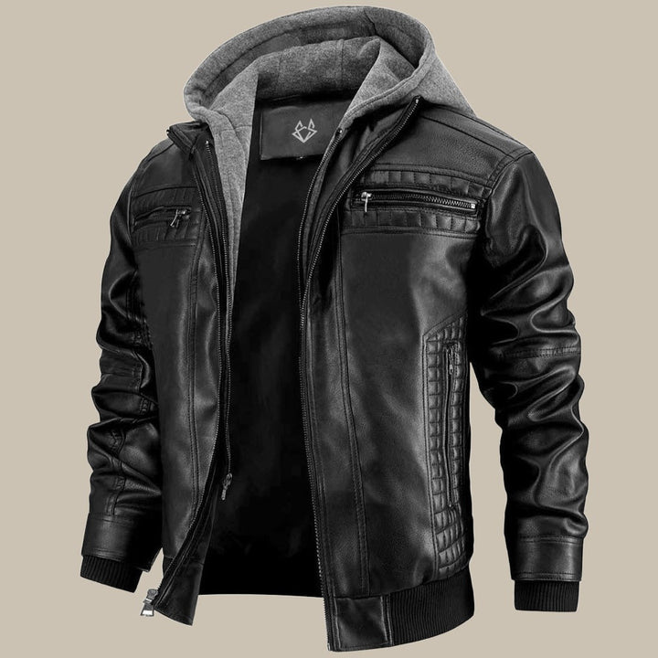 Hochwertige Herren-Bikerjacke mit Kapuze - eleganter und moderner Lederstil für einen einzigartigen Look