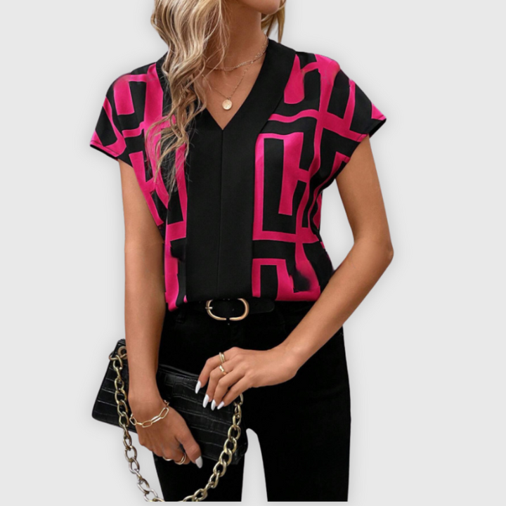 Elegante Damenbluse mit V-Ausschnitt, ideal für die Arbeit und das Büro