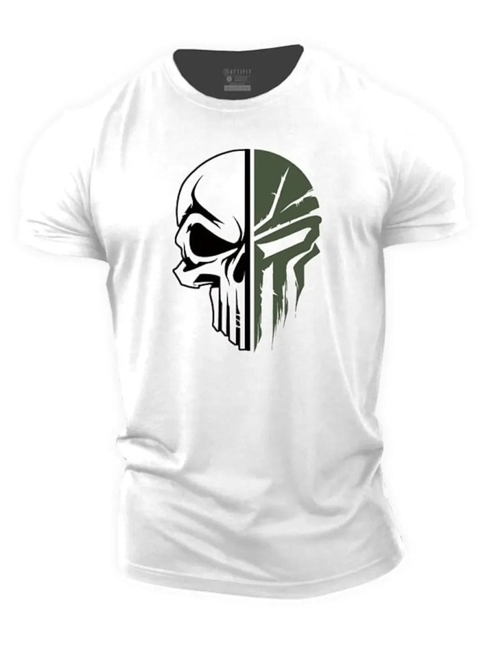 Herren-T-Shirt mit elegantem Totenkopf-Motiv im Military-Stil - eine einzigartige Ergänzung für Ihre Garderobe