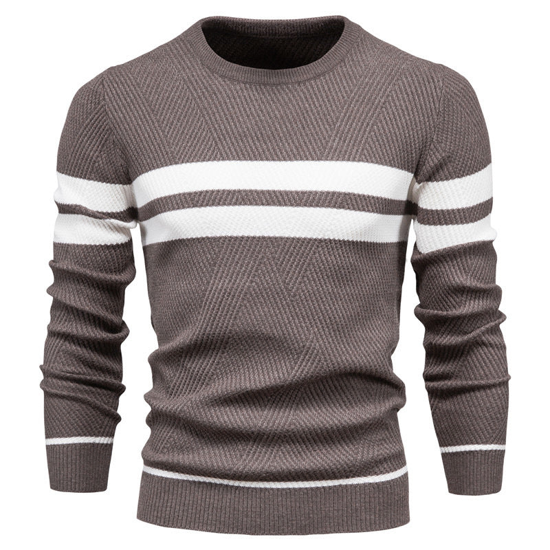 Modischer gestreifter Herren-Rundhalspullover - ein modernes und elegantes Alltags-Accessoire