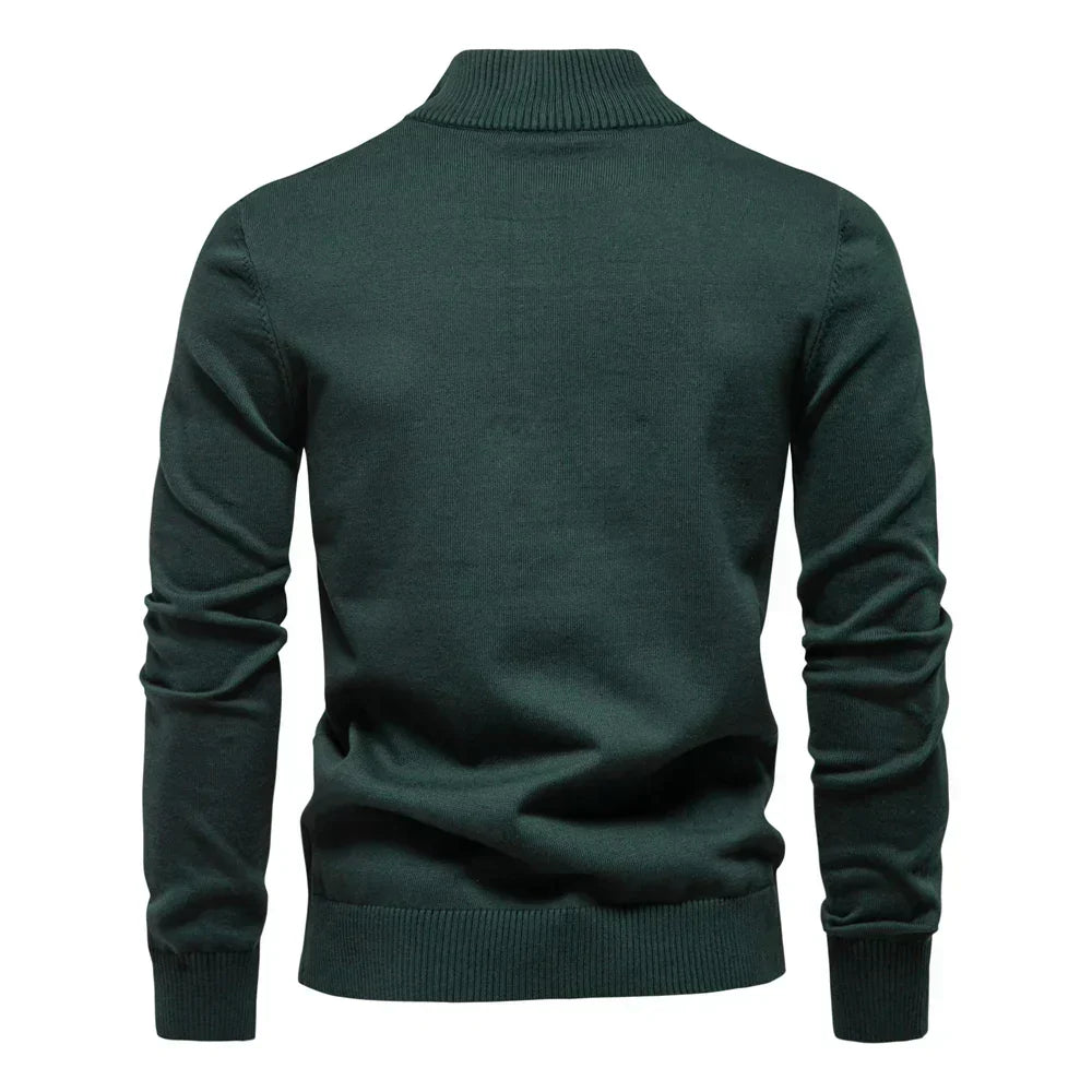Nowoczesny stylowy męski sweter z dzianiny z zamkiem na suwak
