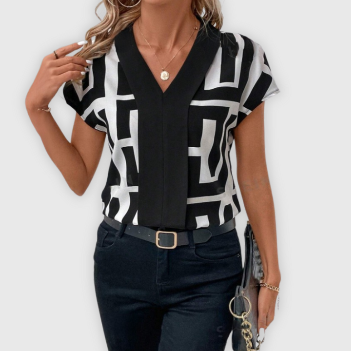 Elegante Damenbluse mit V-Ausschnitt, ideal für die Arbeit und das Büro