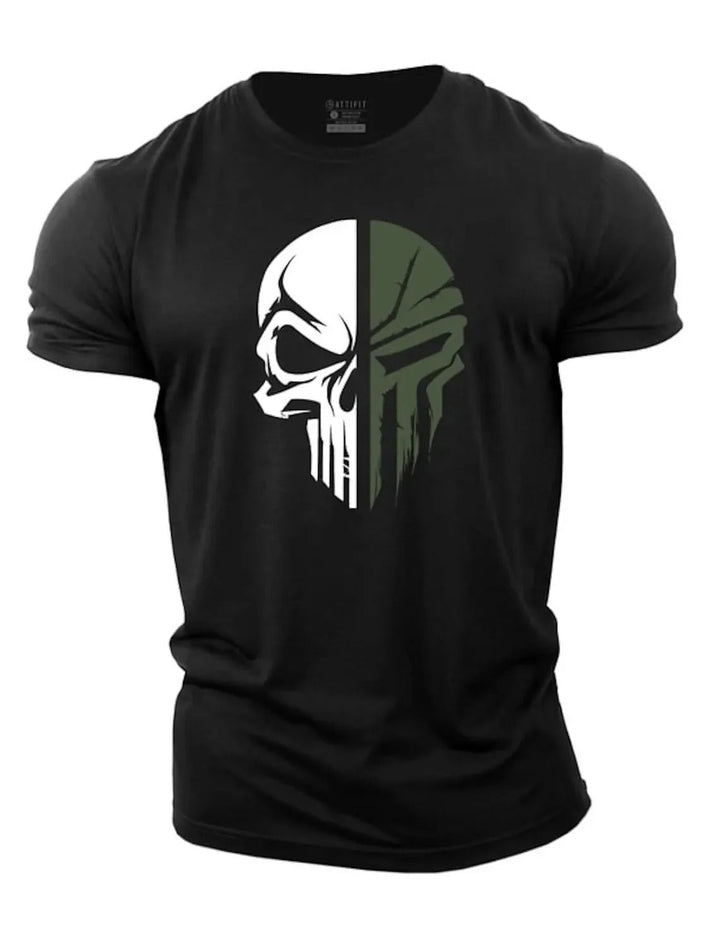 Herren-T-Shirt mit elegantem Totenkopf-Motiv im Military-Stil - eine einzigartige Ergänzung für Ihre Garderobe