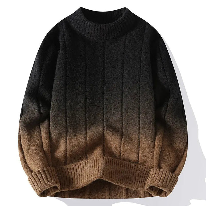 Stylowy elegancki męski sweter z dzianiny w modnym gradiencie kolorów