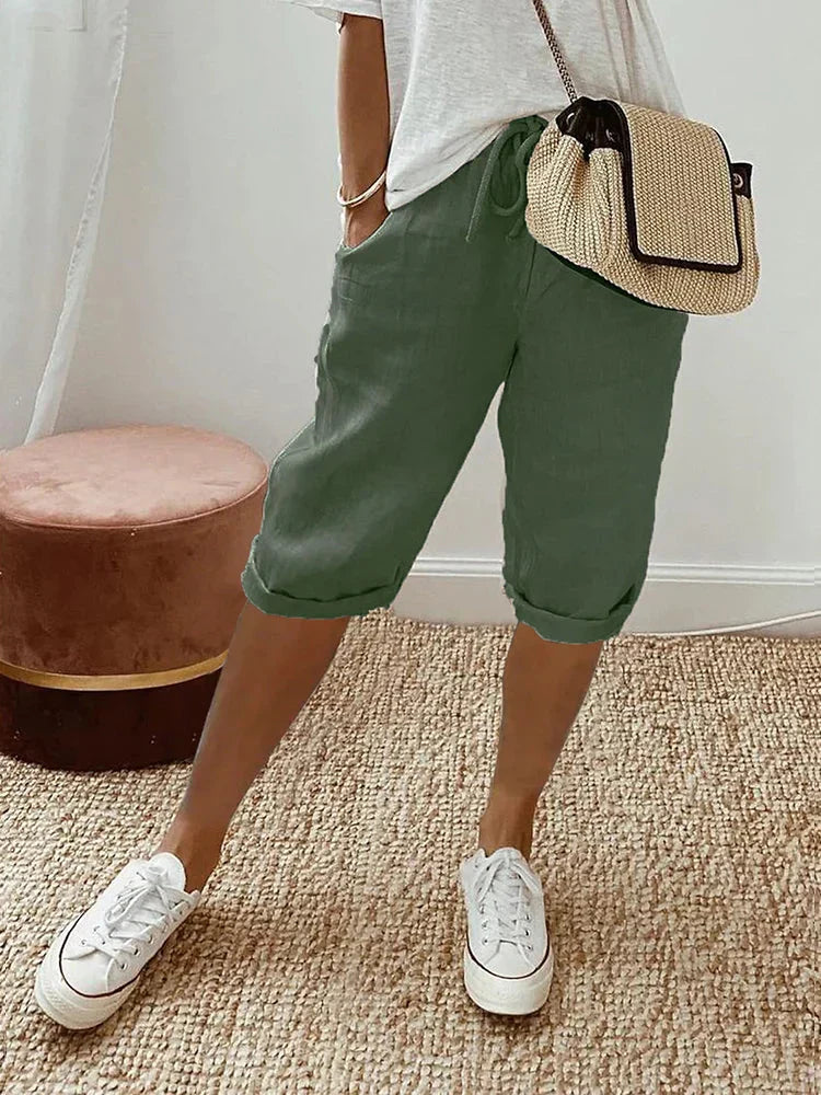 Elisabetta™ - Komfortowe letnie szorty damskie z naturalnej bawełny i lnu dla stylowego wypoczynku