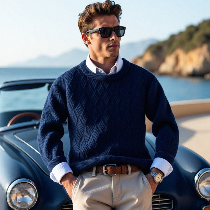 Herren-Wollpullover mit elegantem Twill - klassischer Stil und unübertroffene Wärme