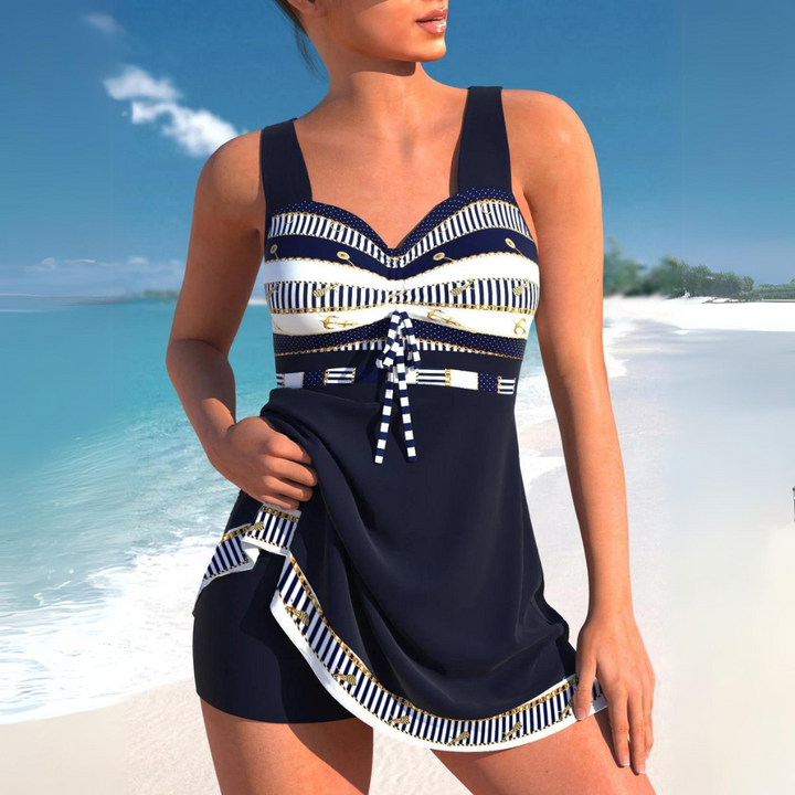 Yvette | Chic nautische bikini met verfijnde streepdetails voor een stijlvolle look